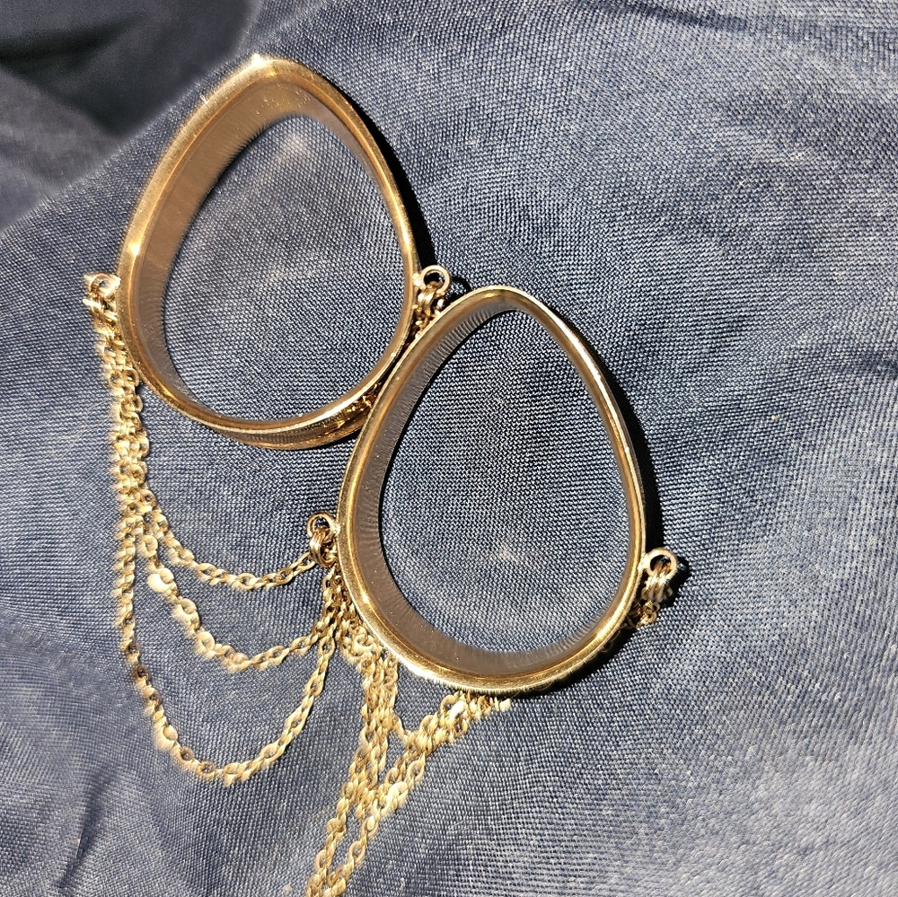 2pcs 30mm Stainless steel water drop chain pendant Ear plug Tunnels.